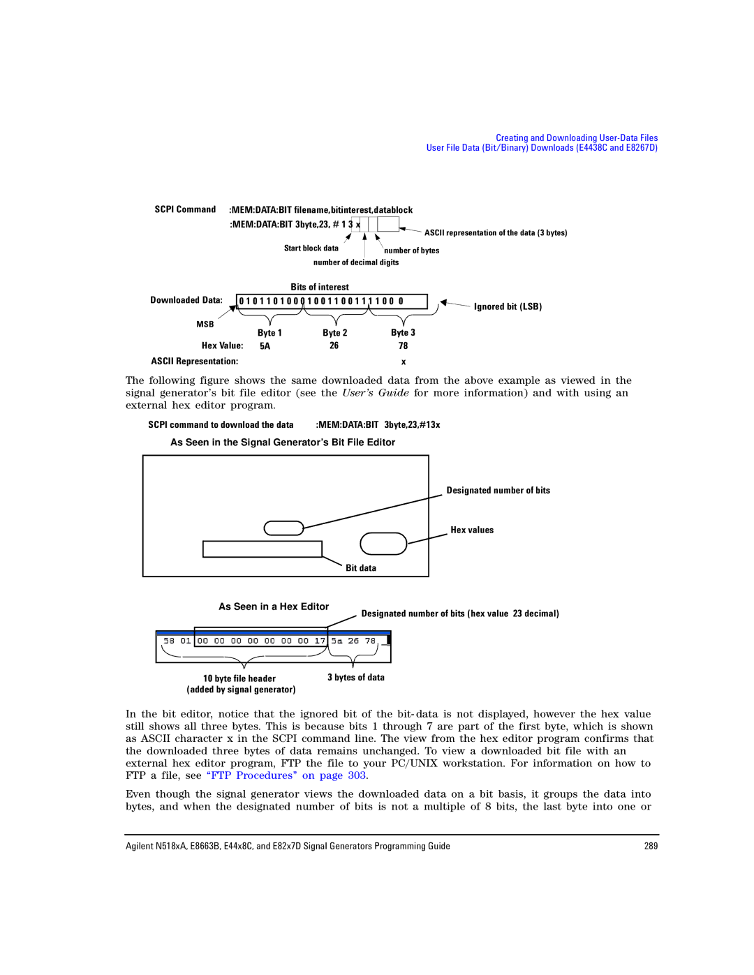 Agilent Technologies E8663B, N5181A/82A, N5183A MXG manual As Seen in the Signal Generator’s Bit File Editor 