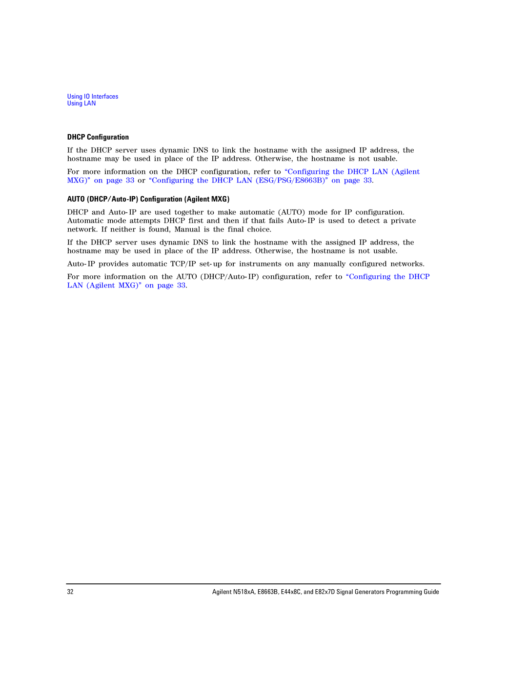 Agilent Technologies N5183A MXG, N5181A/82A, E8663B manual Dhcp Configuration, Auto DHCP/Auto-IP Configuration Agilent MXG 