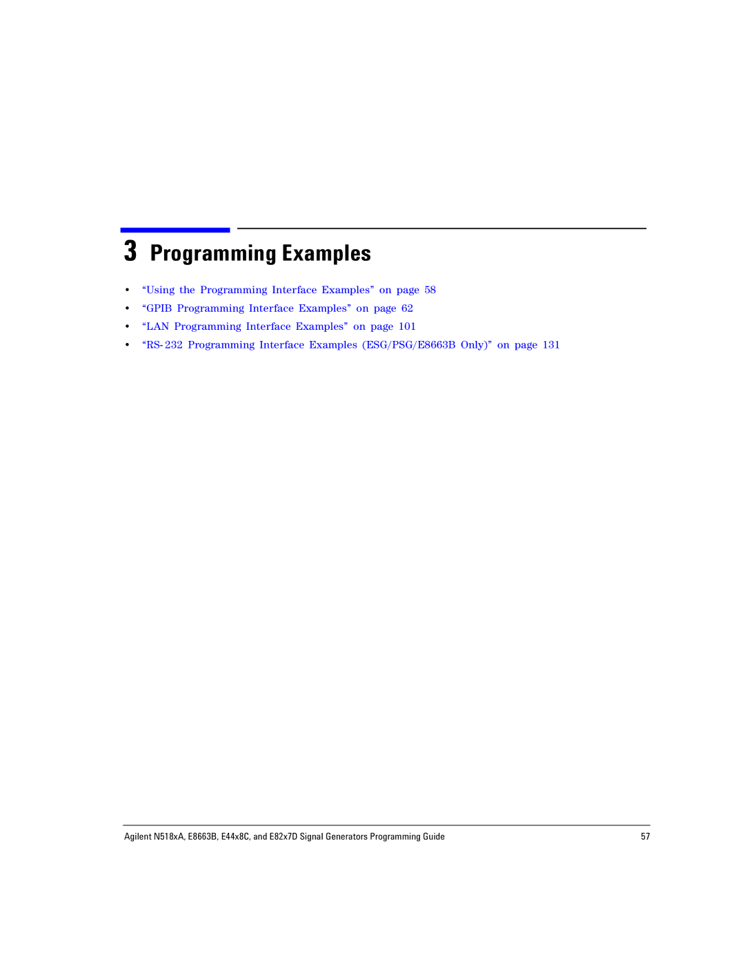 Agilent Technologies E8663B, N5181A/82A, N5183A MXG manual Programming Examples 