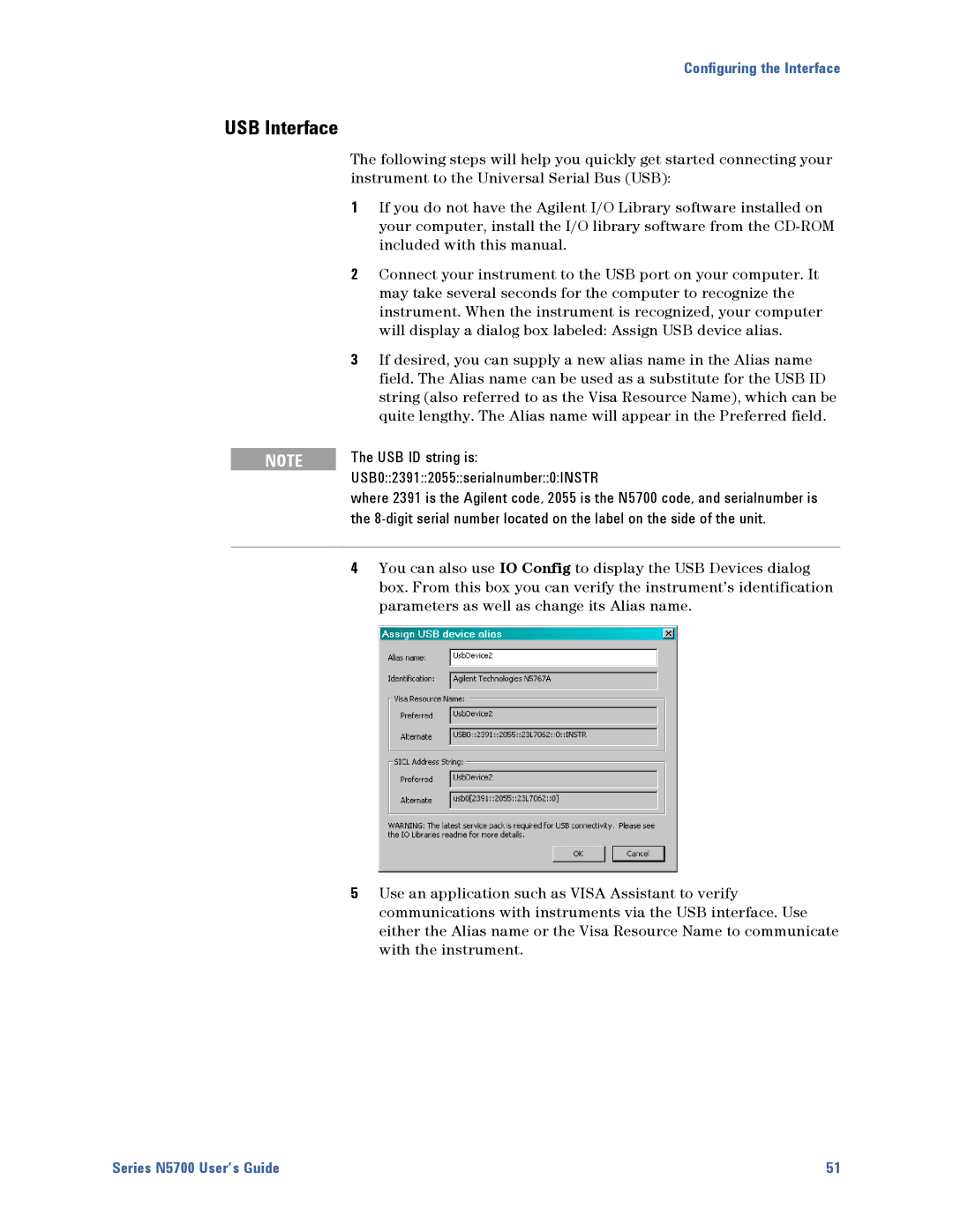 Agilent Technologies N5700 manual USB Interface, USB ID string is, USB023912055serialnumber0INSTR 