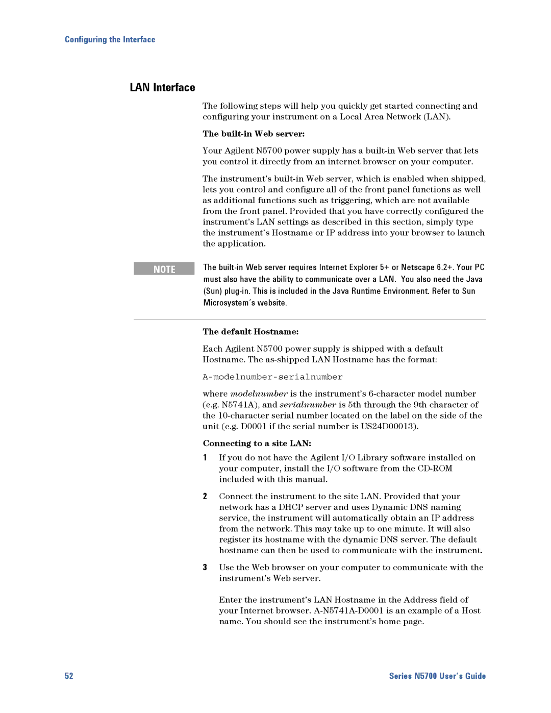 Agilent Technologies N5700 manual LAN Interface, Application, Microsystem’s website 