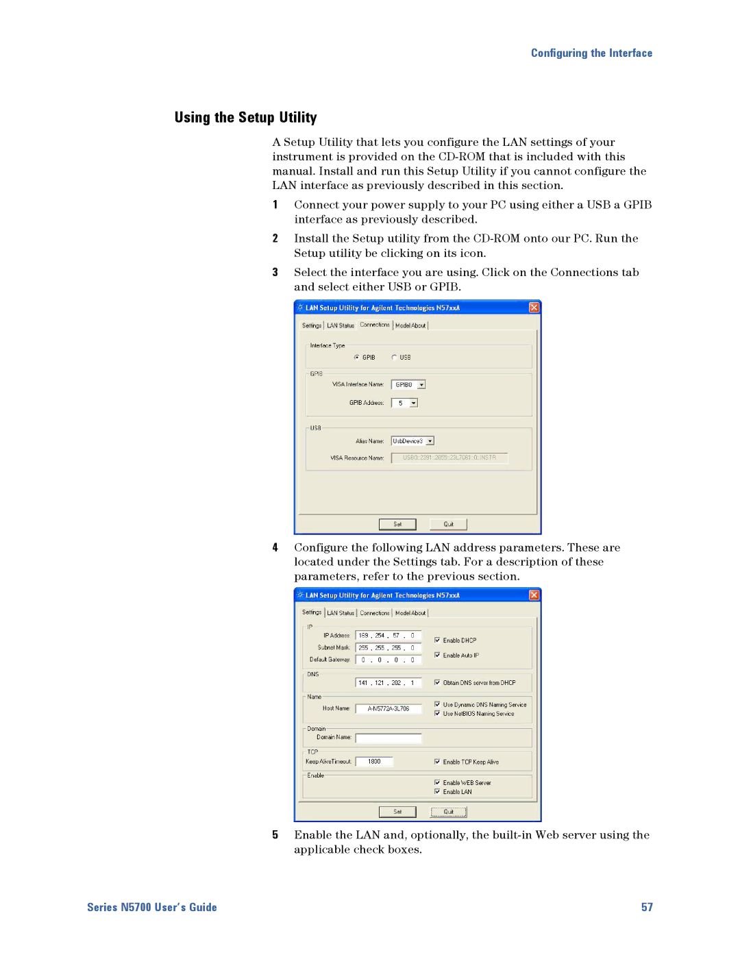 Agilent Technologies N5700 manual Using the Setup Utility 