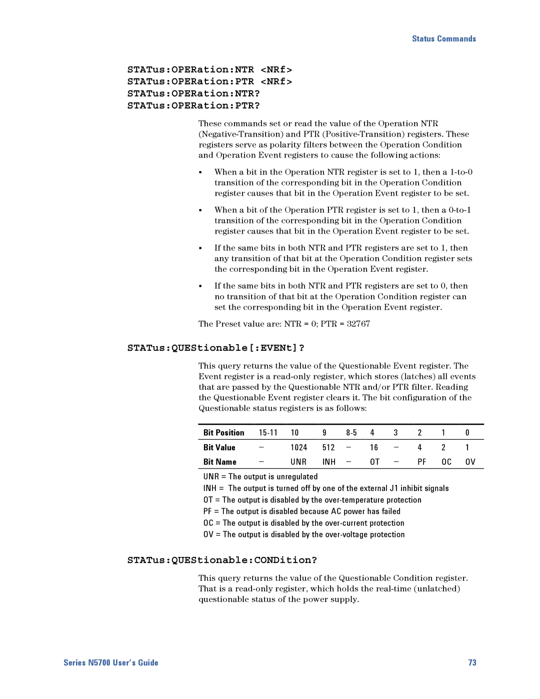 Agilent Technologies N5700 manual STATusQUEStionableEVENt?, 1024 512 