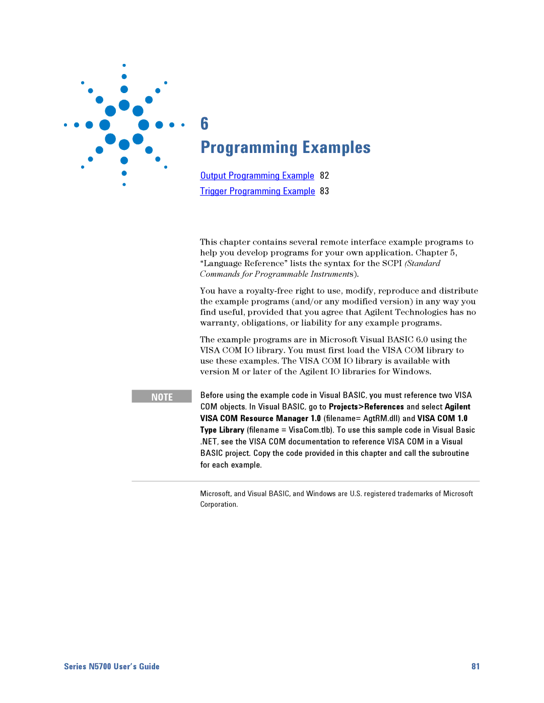 Agilent Technologies N5700 manual For each example 