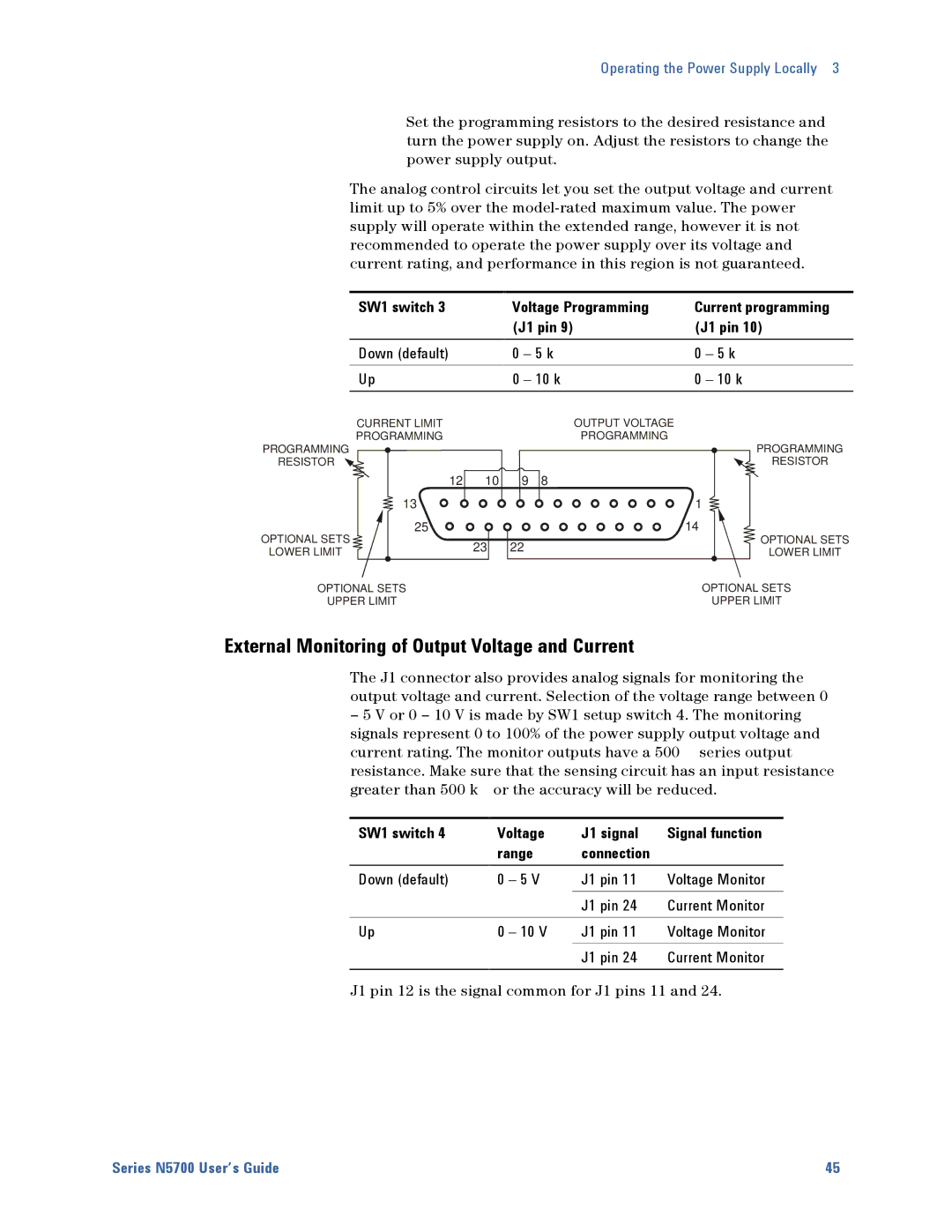 Agilent Technologies N5700 manual External Monitoring of Output Voltage and Current 