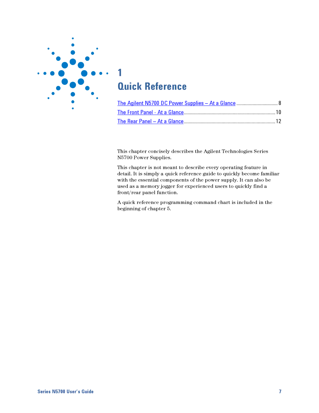 Agilent Technologies N5700 manual Quick Reference 