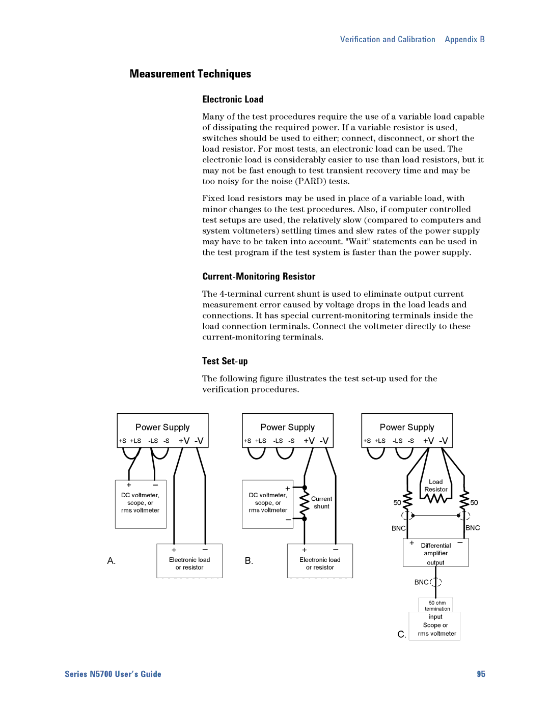 Agilent Technologies N5700 Measurement Techniques, Electronic Load, Current-Monitoring Resistor, Test Set-up, Power Supply 