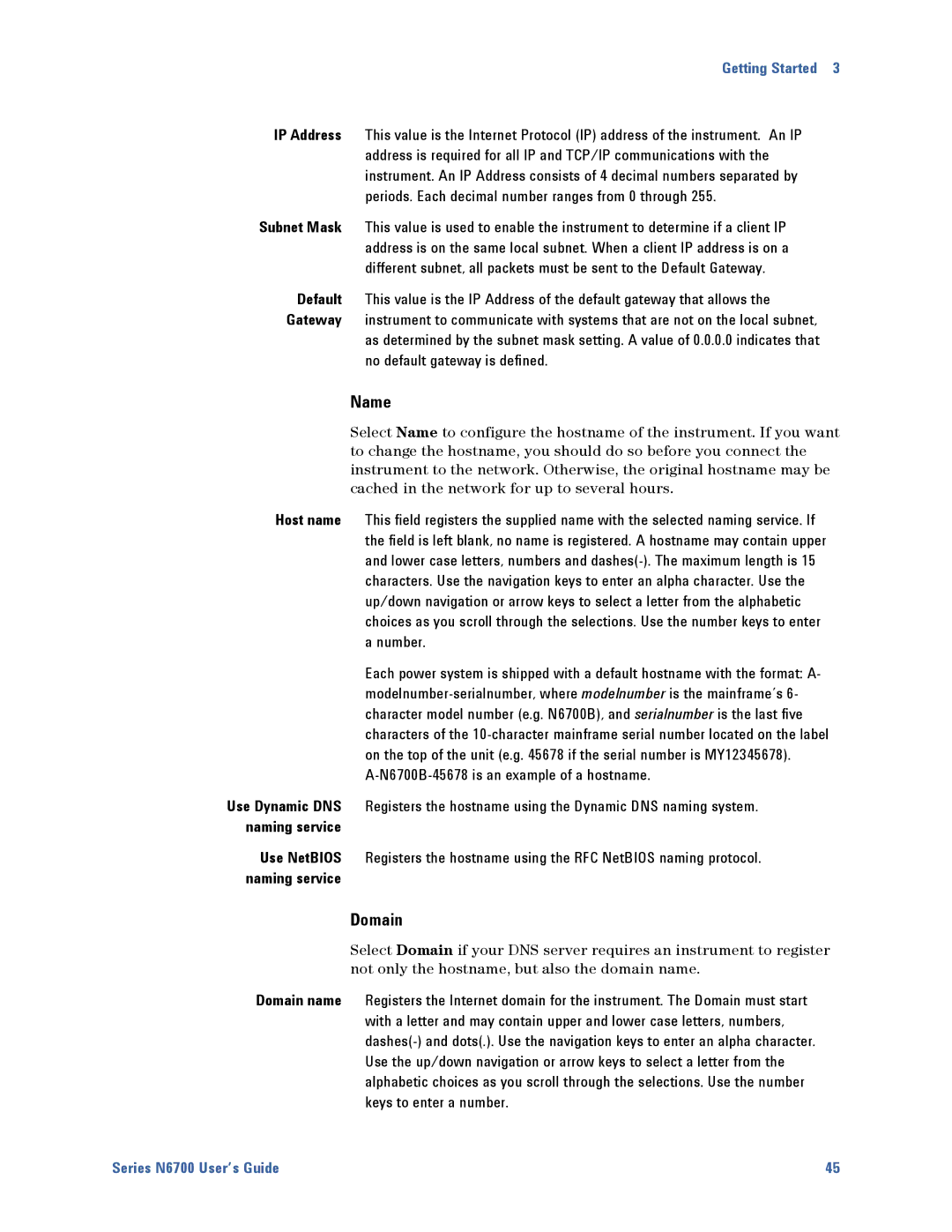 Agilent Technologies N6700 manual Name, Domain 