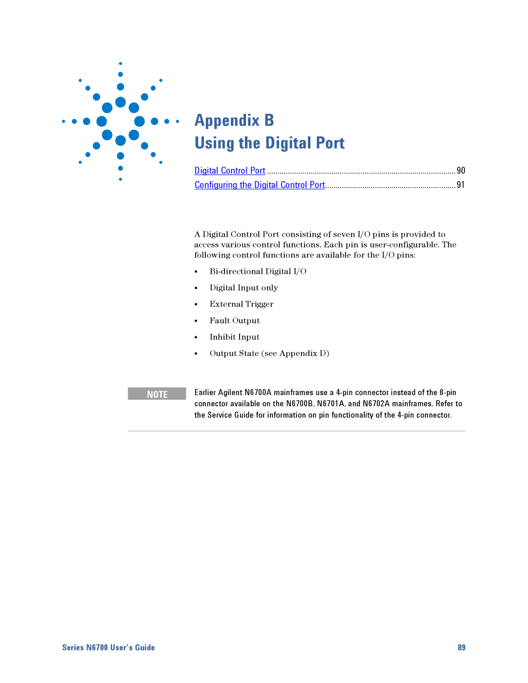 Agilent Technologies N6700 manual Appendix B Using the Digital Port 