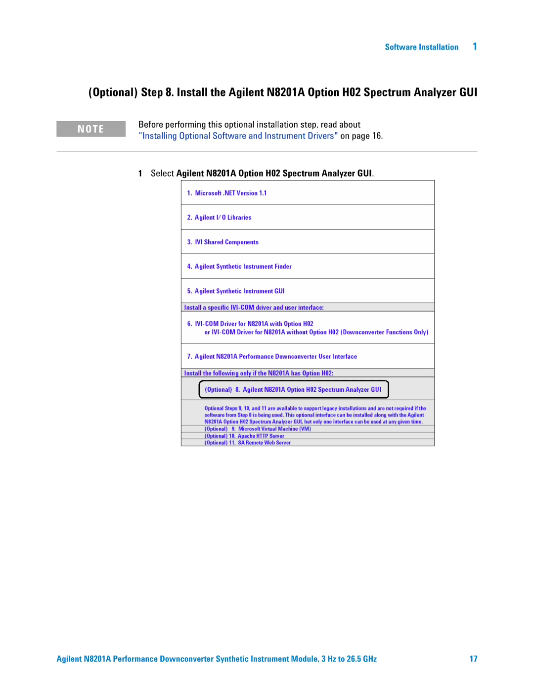 Agilent Technologies N8201A manual Installing Optional Software and Instrument Drivers on 