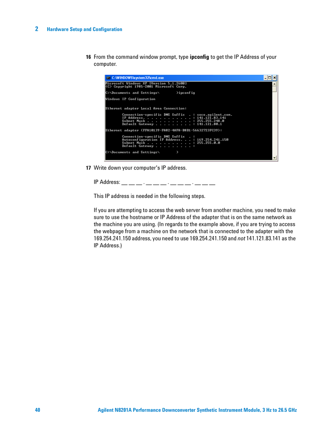 Agilent Technologies N8201A manual Hardware Setup and Configuration 