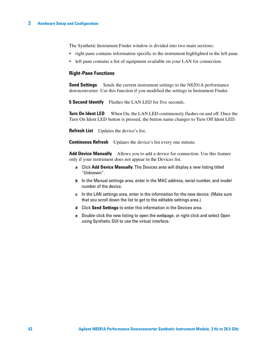 Agilent Technologies N8201A manual Right-Pane Functions 