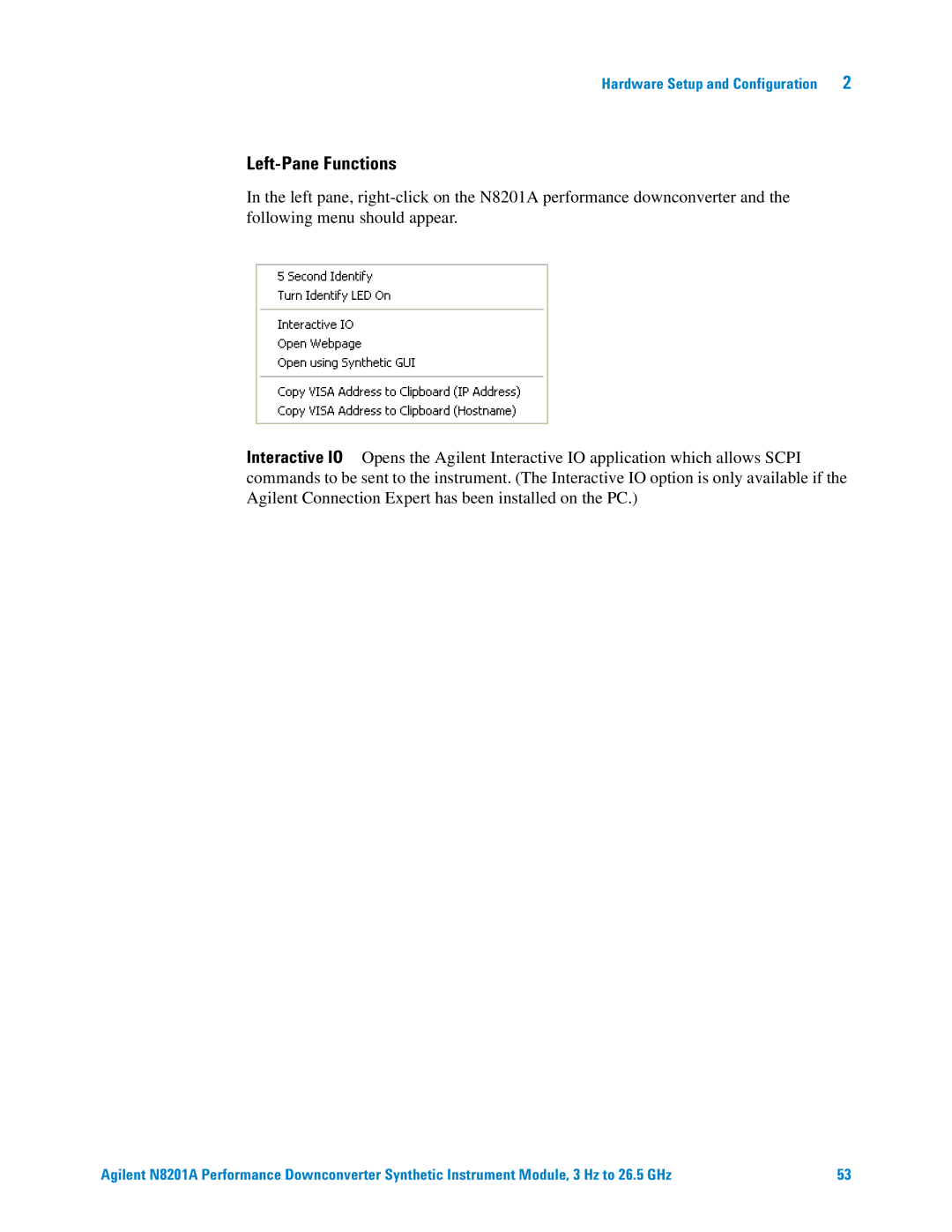 Agilent Technologies N8201A manual Left-Pane Functions 