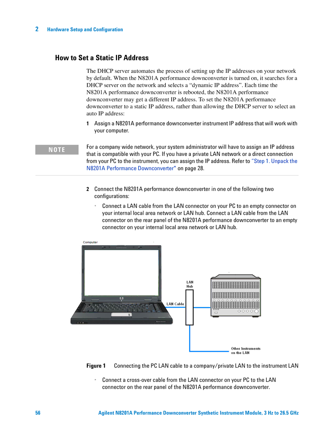 Agilent Technologies manual How to Set a Static IP Address, N8201A Performance Downconverter on, Configurations 