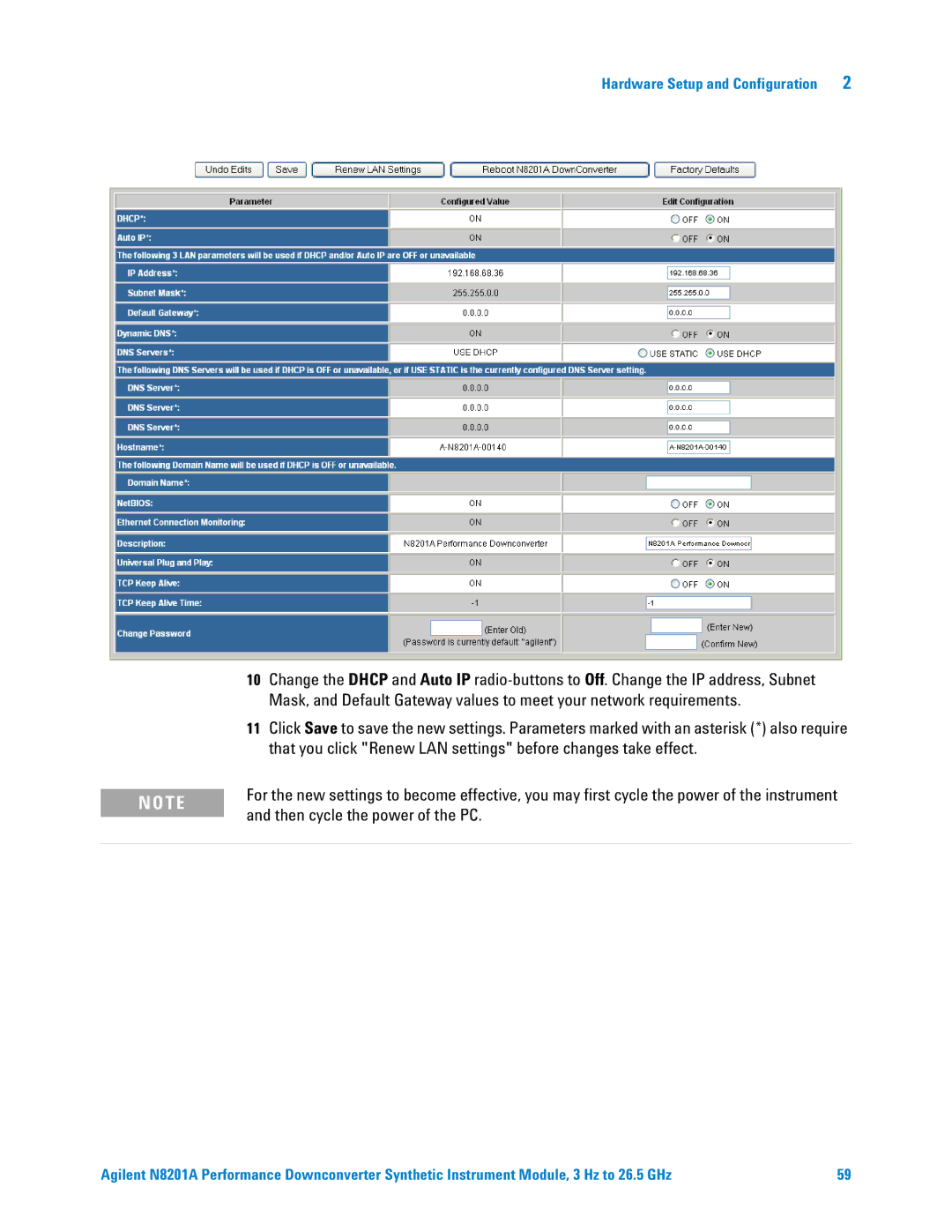 Agilent Technologies N8201A manual Then cycle the power of the PC 