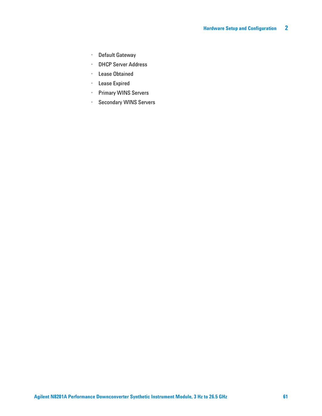 Agilent Technologies N8201A manual Hardware Setup and Configuration 