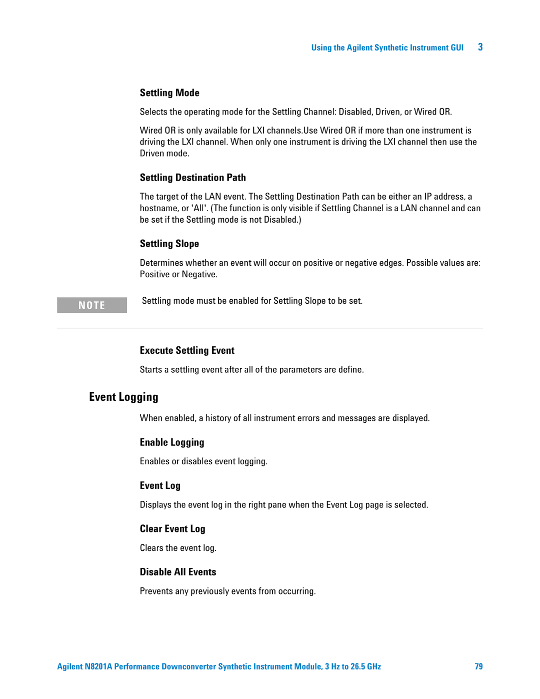 Agilent Technologies N8201A manual Event Logging 