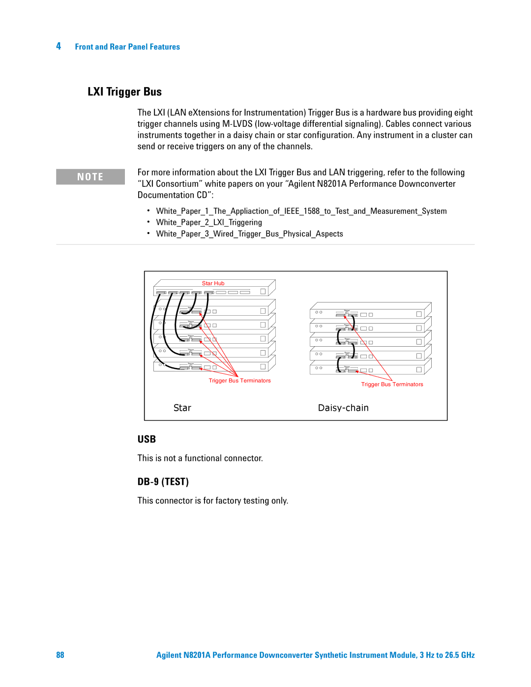 Agilent Technologies N8201A manual LXI Trigger Bus, Documentation CD, This is not a functional connector 