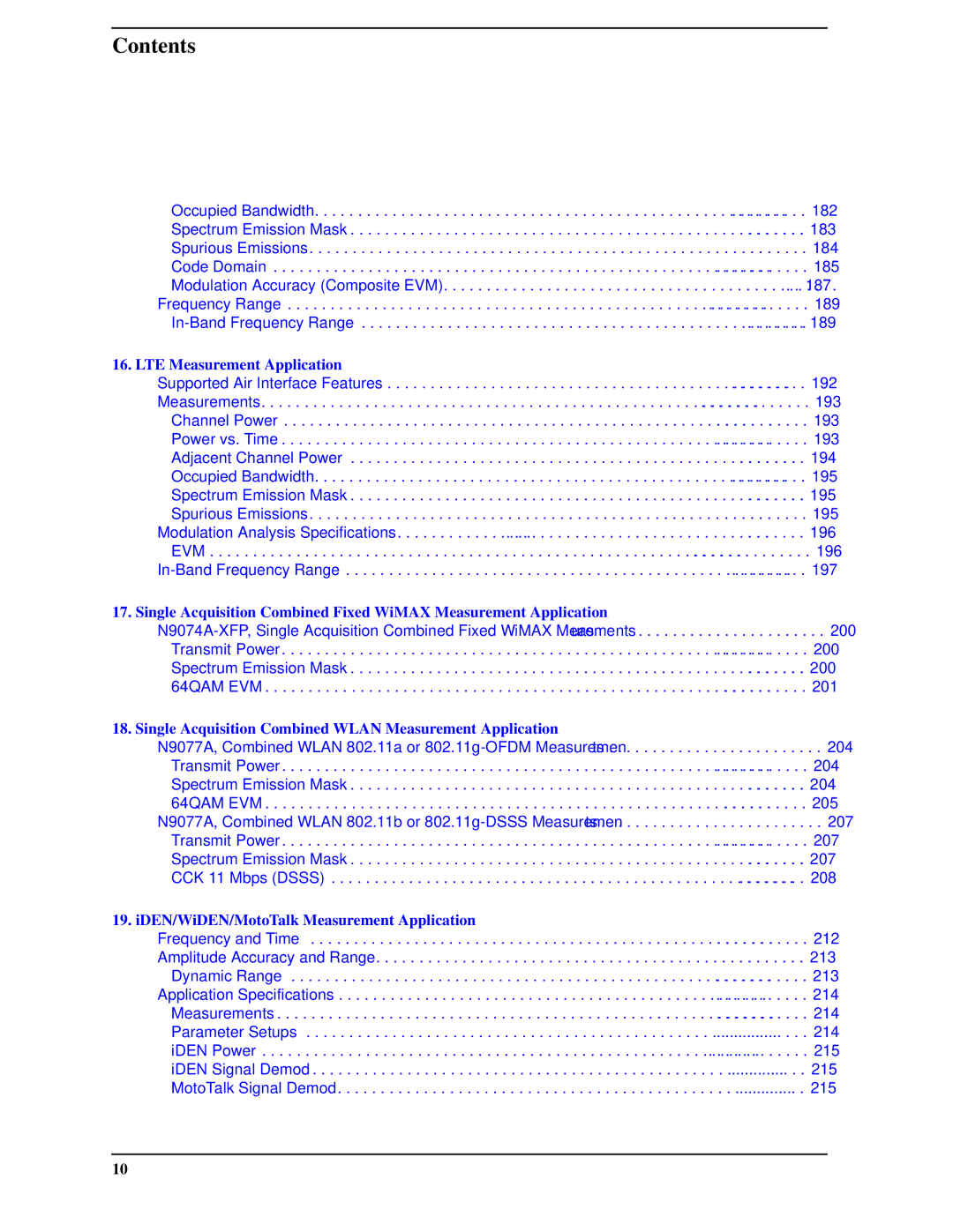 Agilent Technologies N9010A specifications LTE Measurement Application 