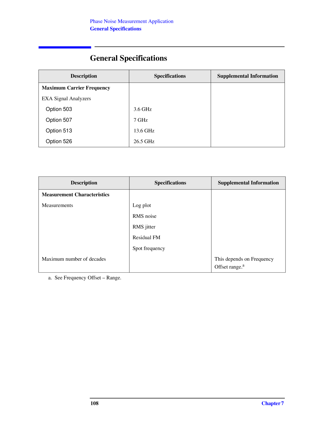 Agilent Technologies N9010A specifications General Specifications, 108 