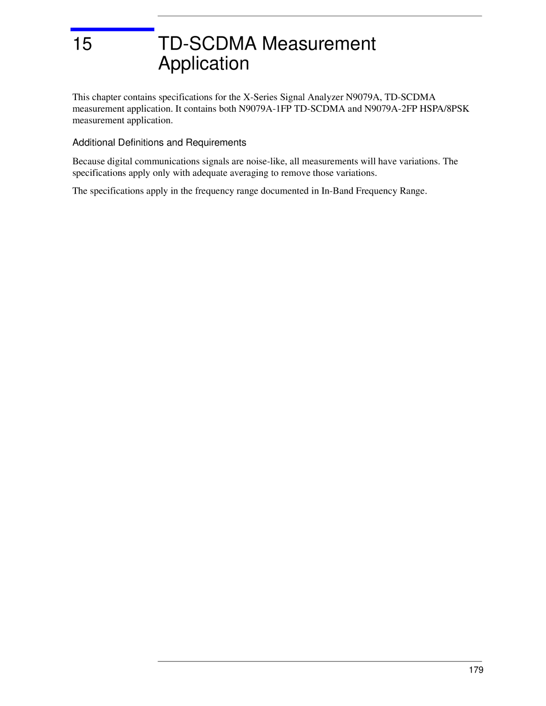 Agilent Technologies N9010A specifications TD-SCDMA Measurement Application, 179 