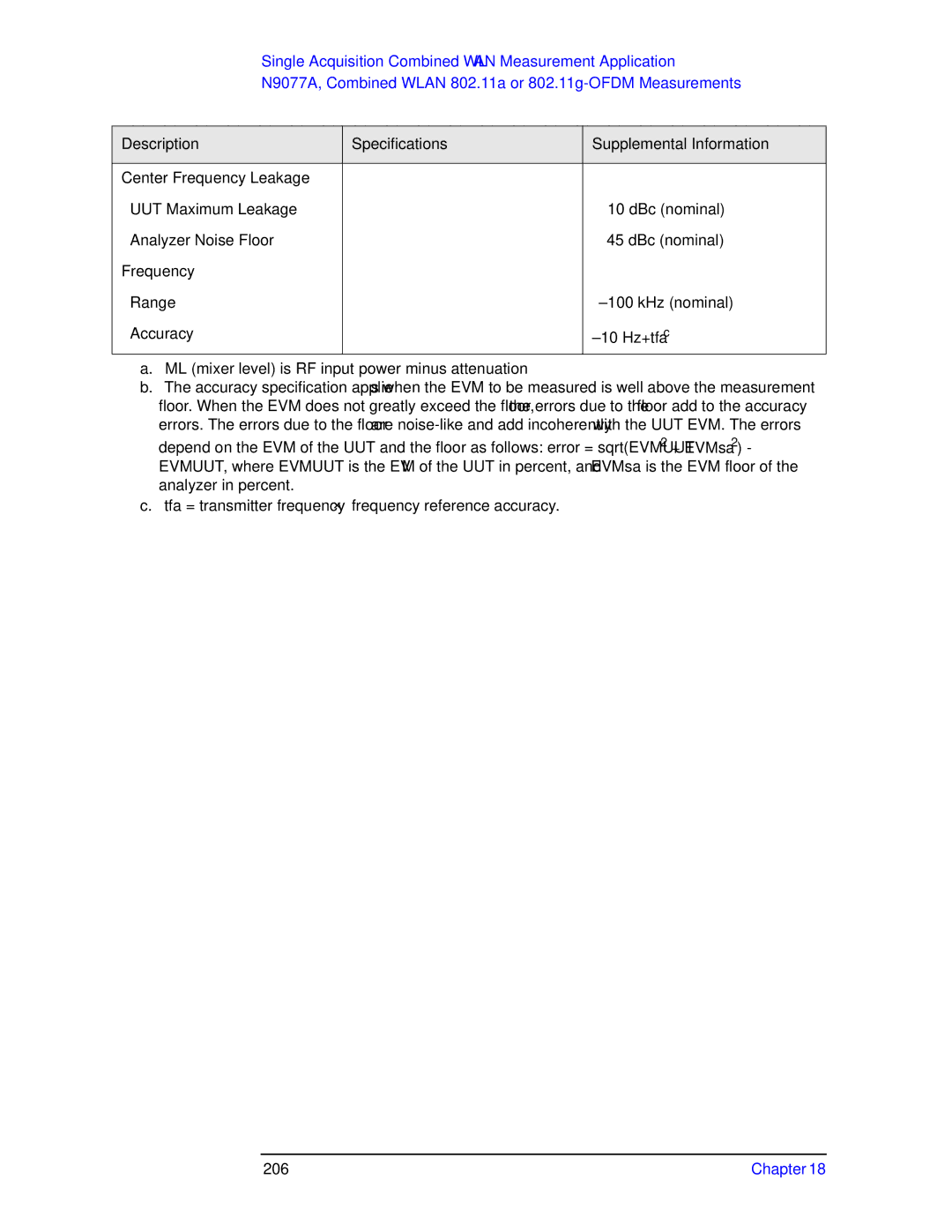 Agilent Technologies N9010A specifications 206 