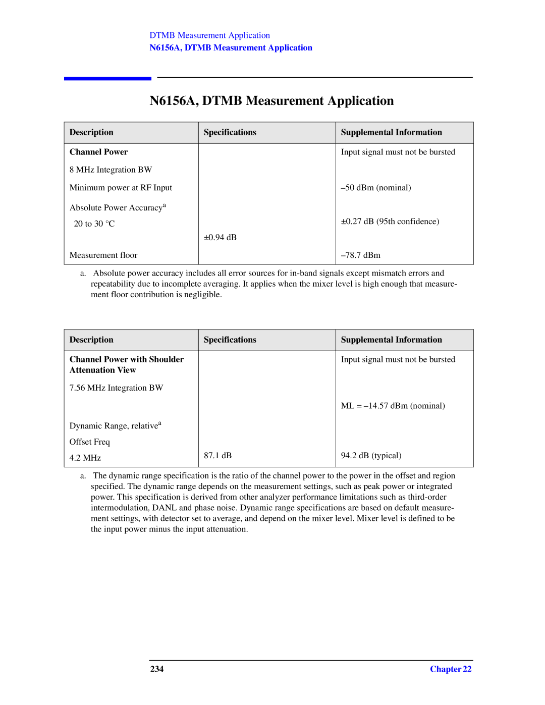 Agilent Technologies N9010A specifications N6156A, Dtmb Measurement Application, 234 