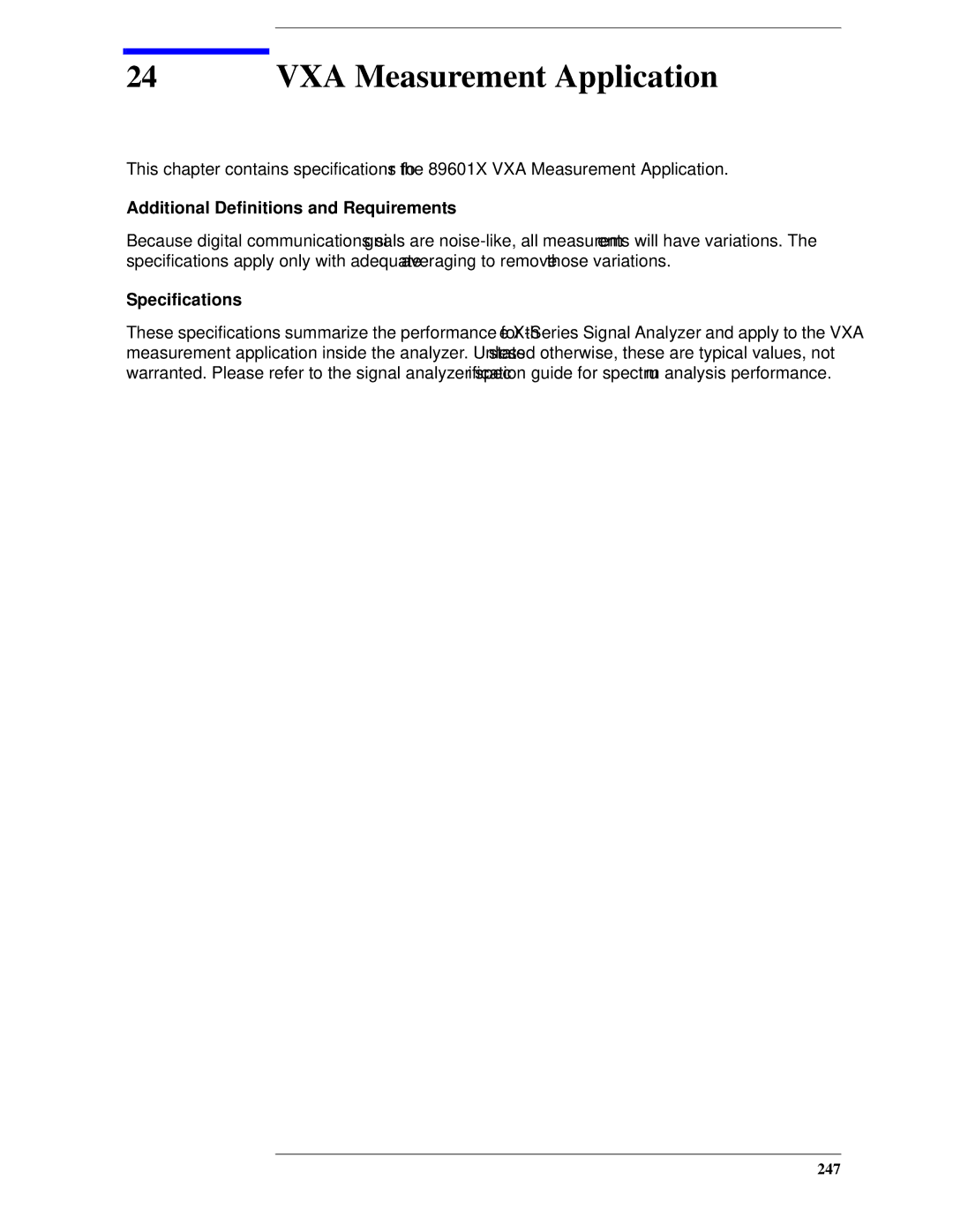 Agilent Technologies N9010A specifications VXA Measurement Application, 247 