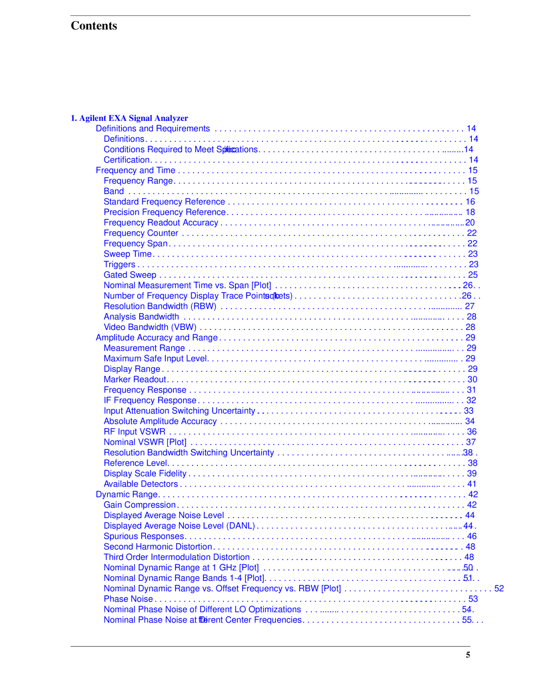 Agilent Technologies N9010A specifications Contents 