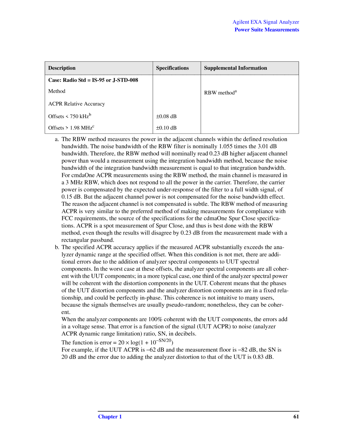 Agilent Technologies N9010A specifications Power Suite Measurements 