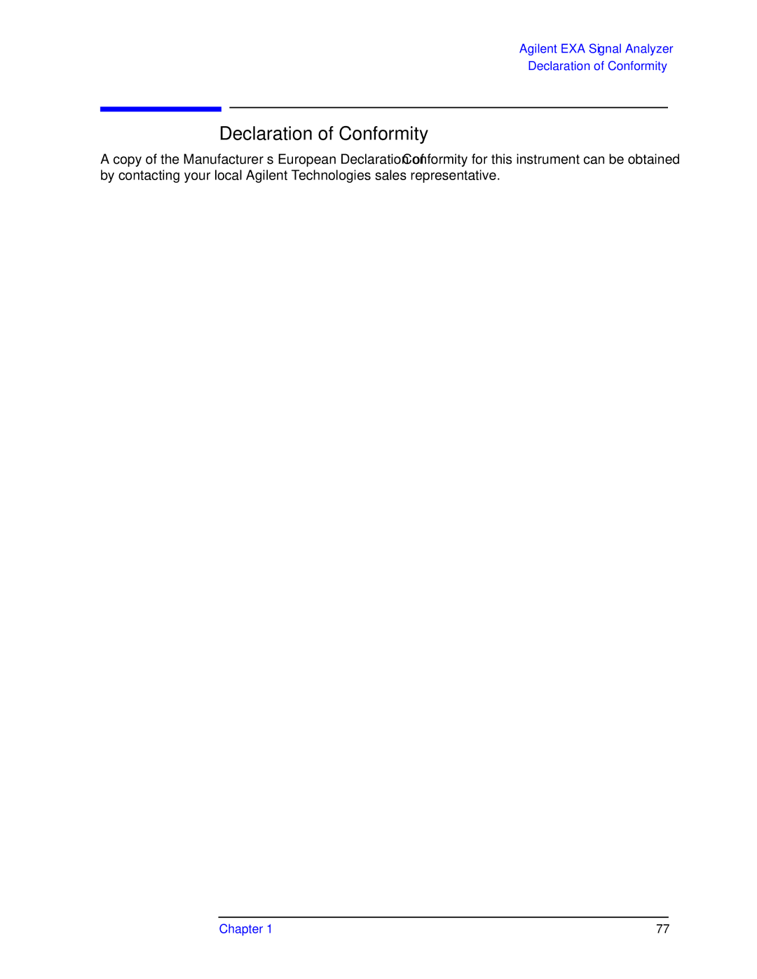 Agilent Technologies N9010A specifications Declaration of Conformity 