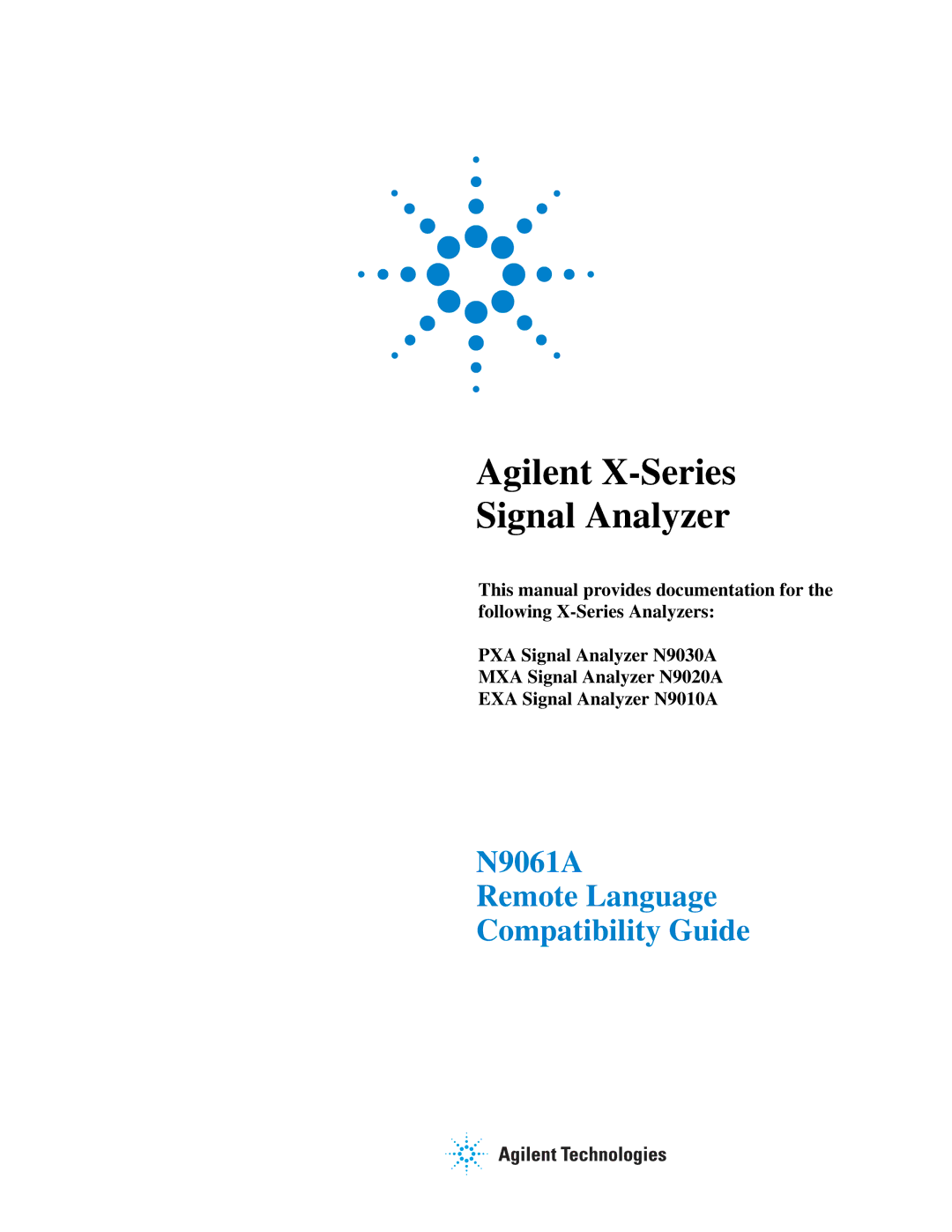 Agilent Technologies N9030a manual Agilent X-Series Signal Analyzer 
