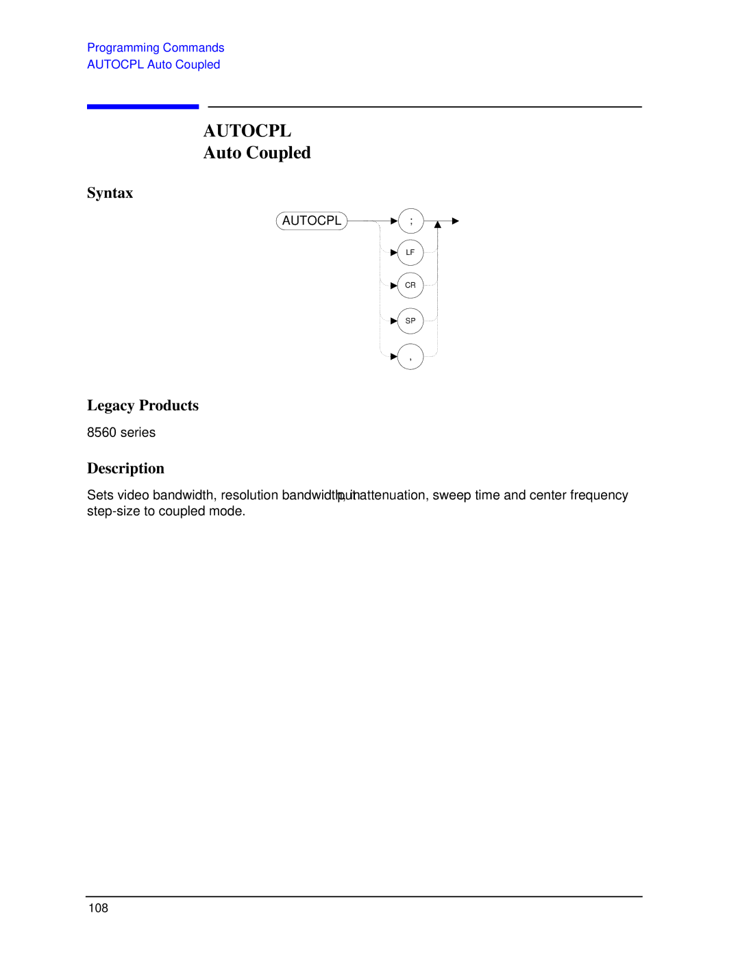 Agilent Technologies N9030a manual Autocpl, Auto Coupled 