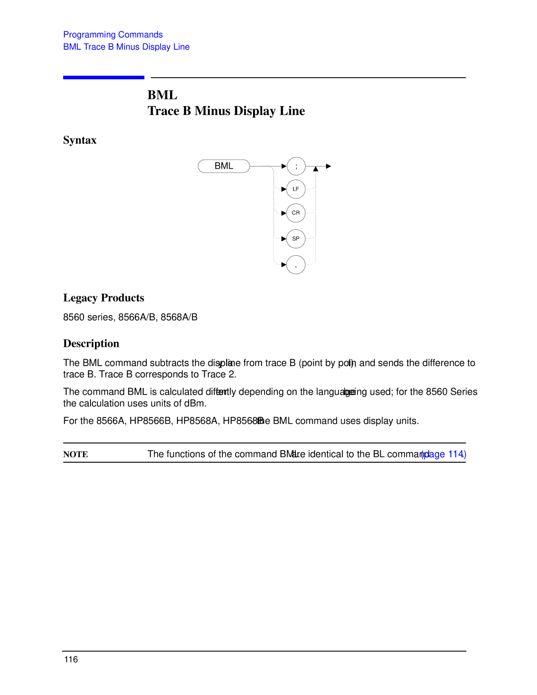 Agilent Technologies N9030a manual Bml, Trace B Minus Display Line 