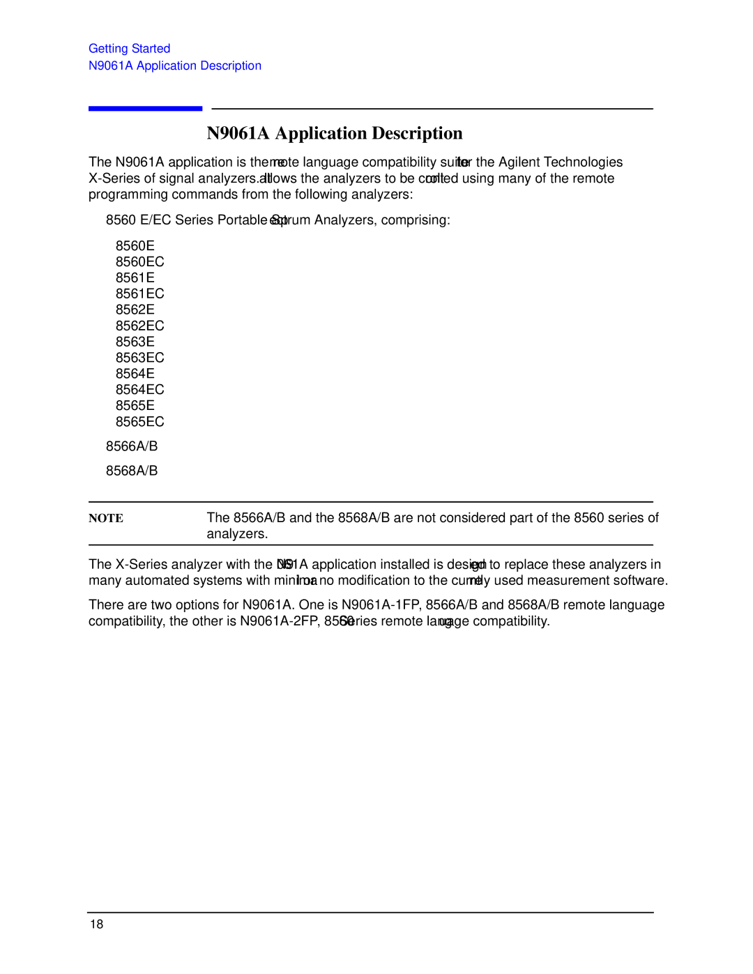 Agilent Technologies N9030a manual N9061A Application Description 