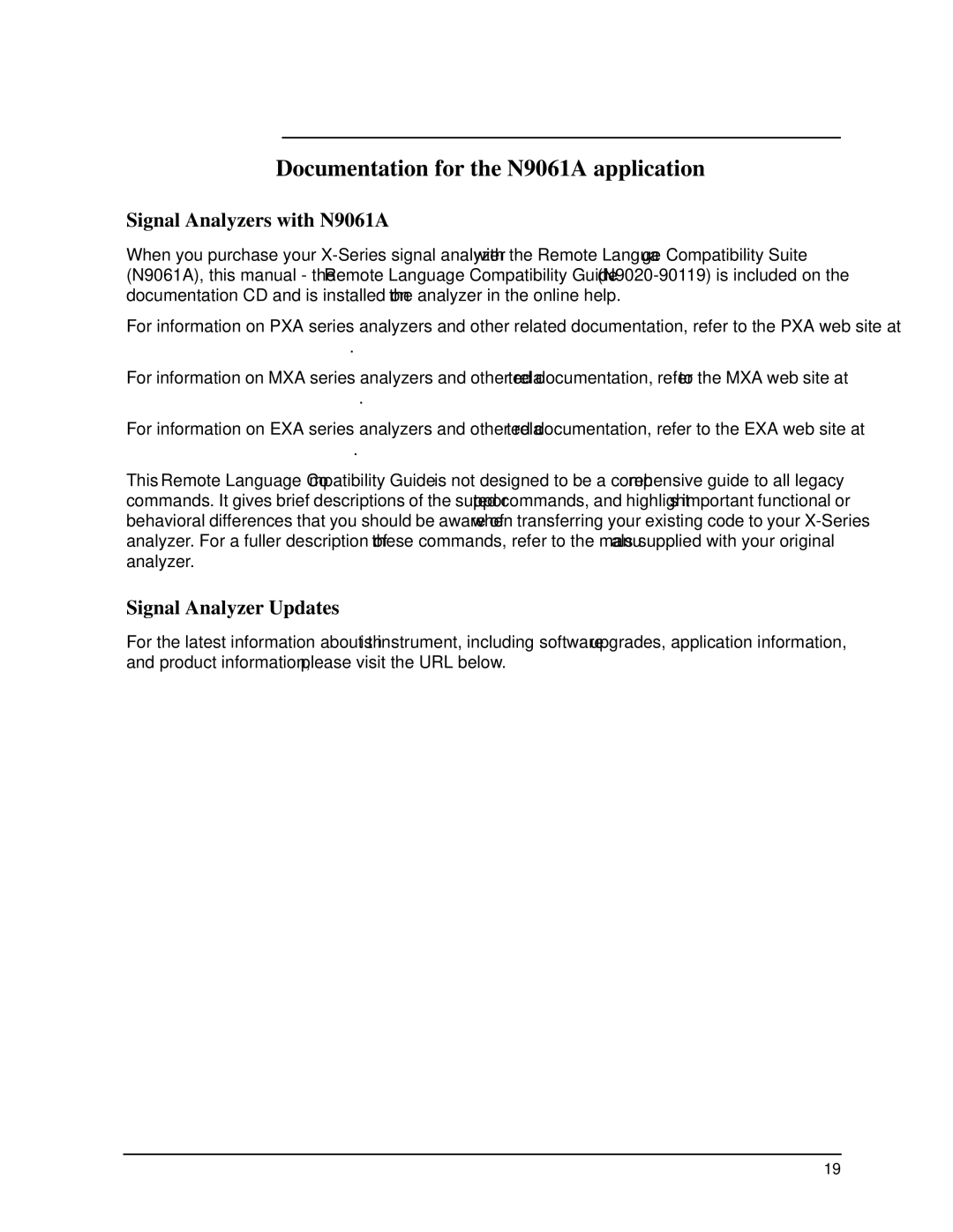 Agilent Technologies N9030a manual Documentation for the N9061A application, Signal Analyzers with N9061A 