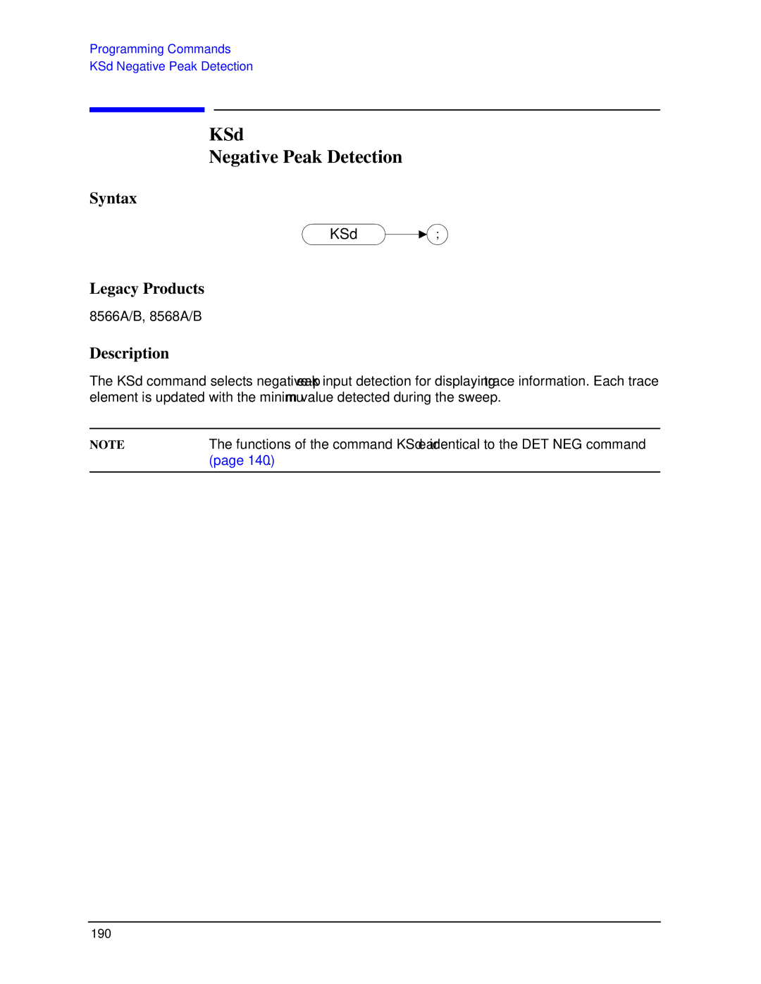 Agilent Technologies N9030a manual KSd Negative Peak Detection 