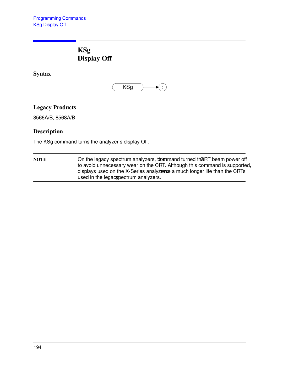 Agilent Technologies N9030a manual KSg Display Off 