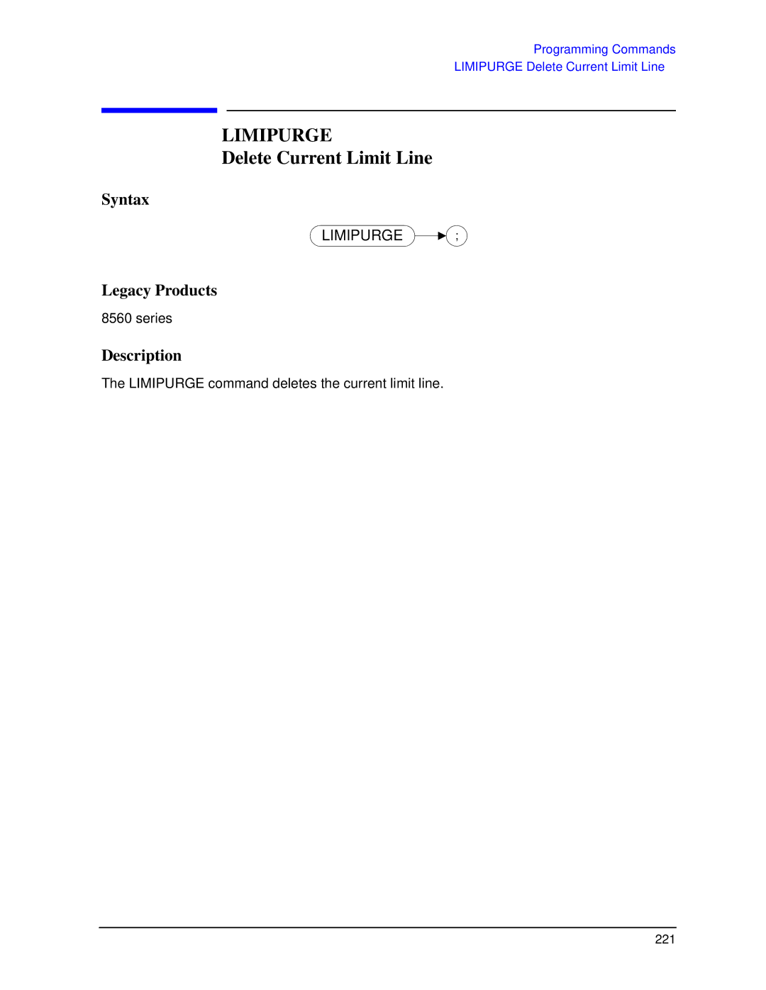 Agilent Technologies N9030a manual Limipurge, Delete Current Limit Line 