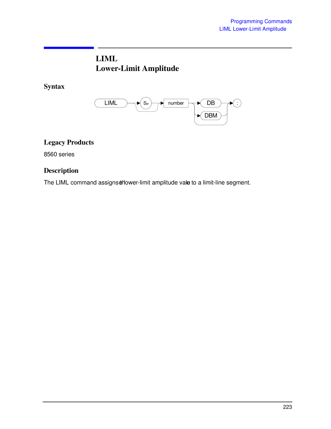 Agilent Technologies N9030a manual Liml, Lower-Limit Amplitude 