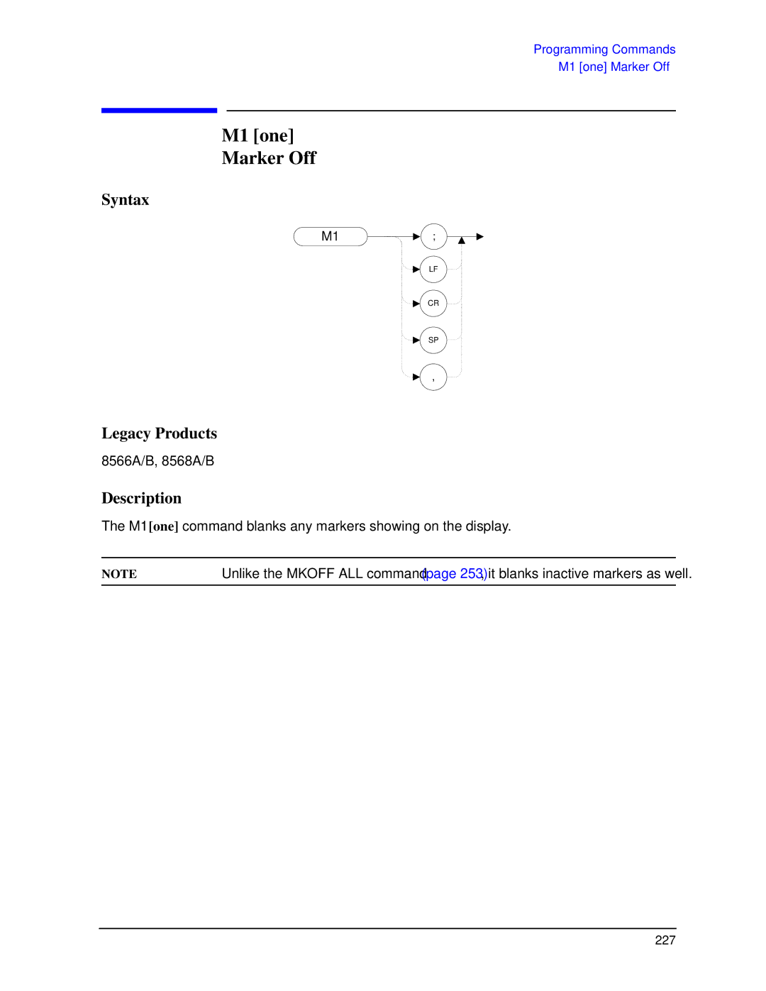 Agilent Technologies N9030a manual M1 one Marker Off 