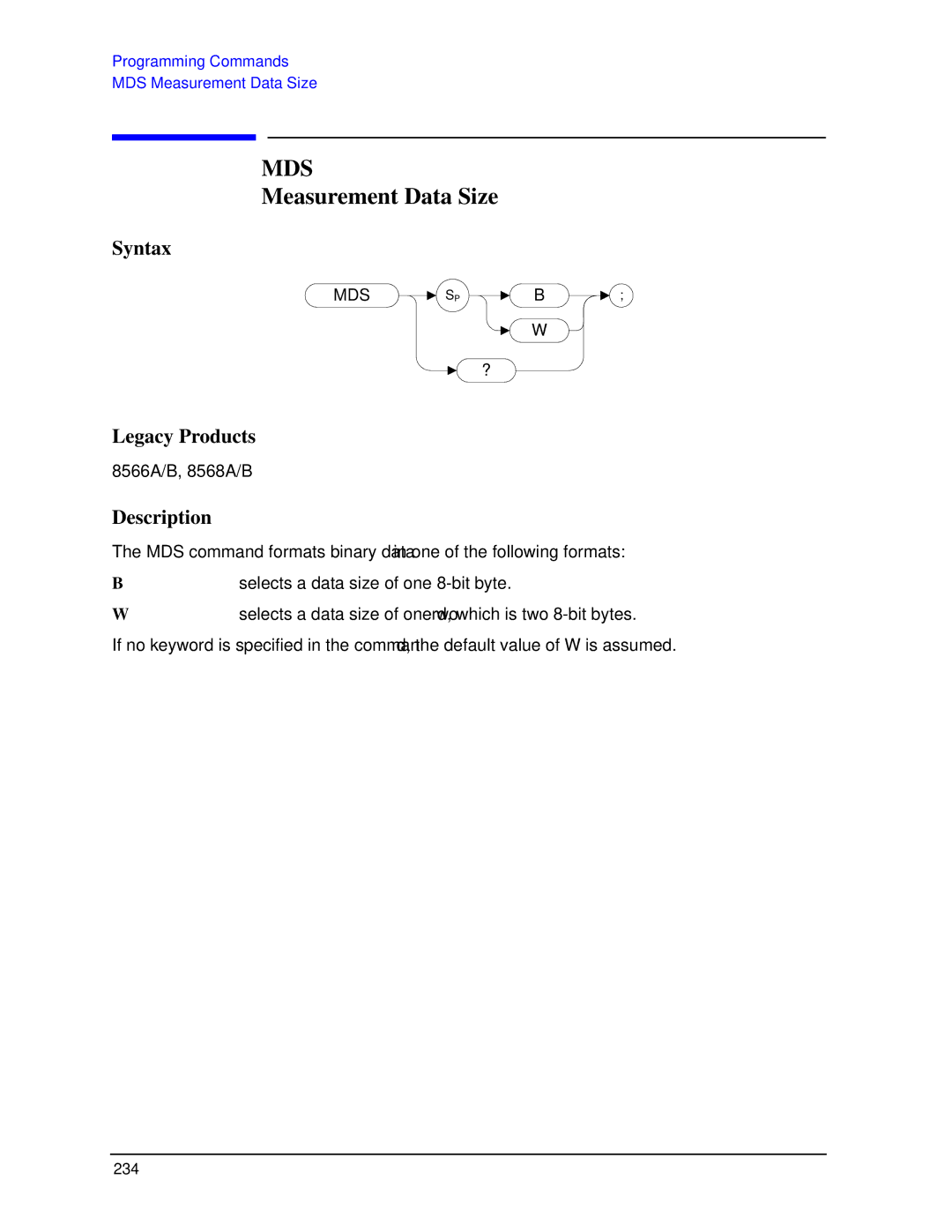 Agilent Technologies N9030a manual Mds, Measurement Data Size 