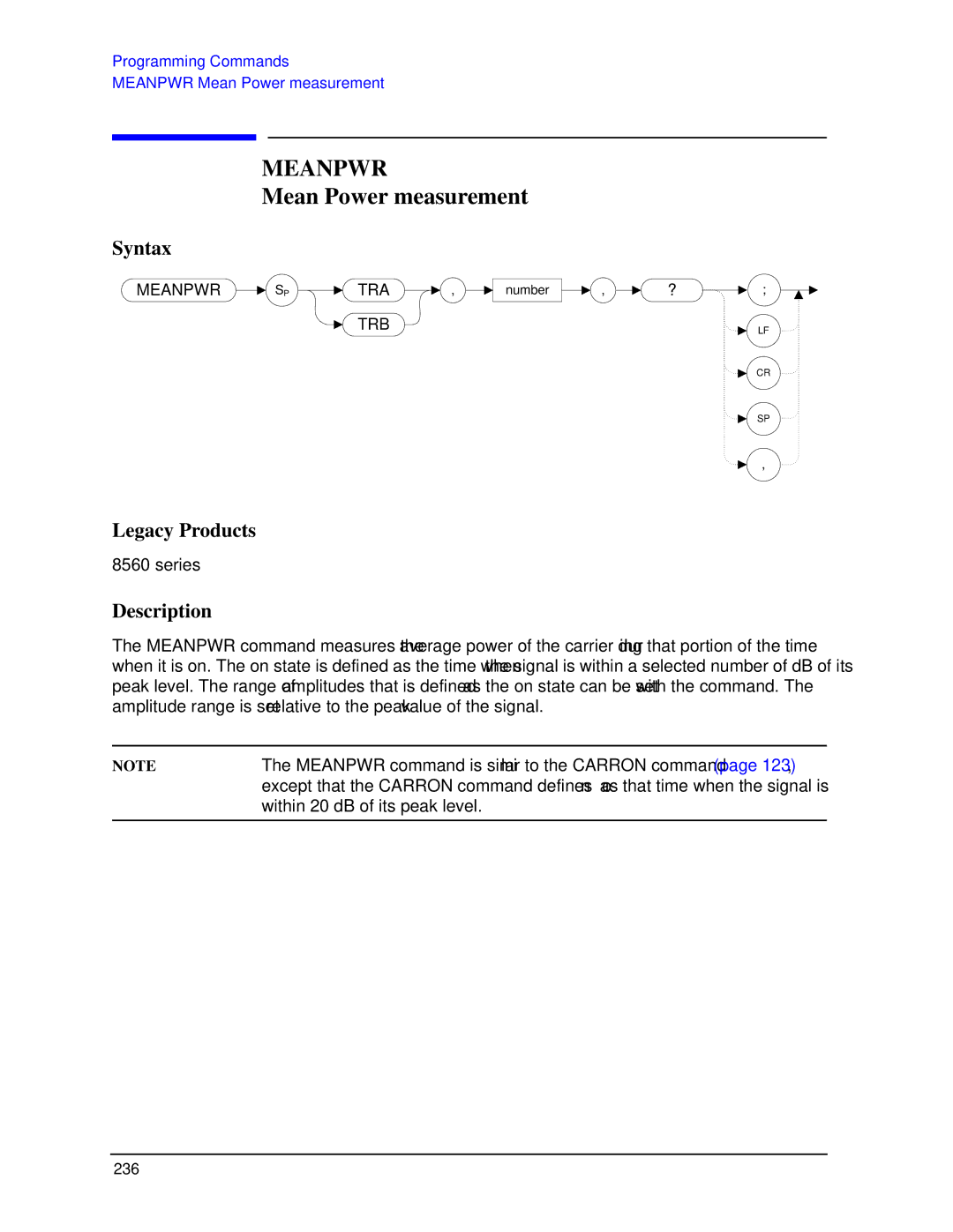 Agilent Technologies N9030a manual Meanpwr, Mean Power measurement 