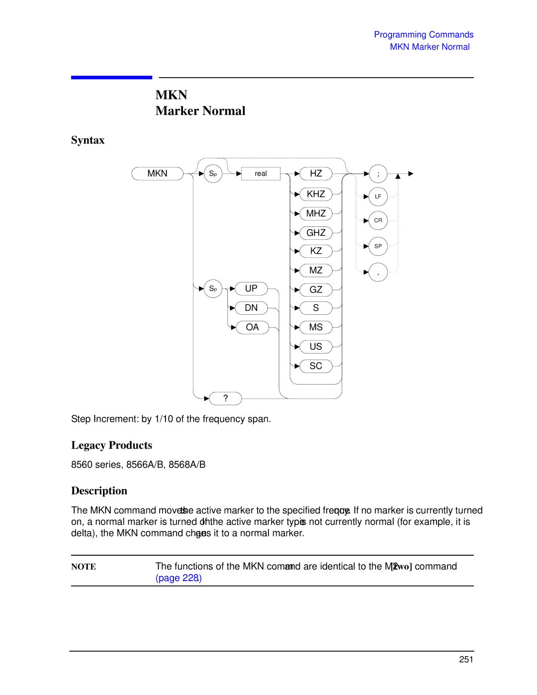 Agilent Technologies N9030a manual Mkn, Marker Normal 
