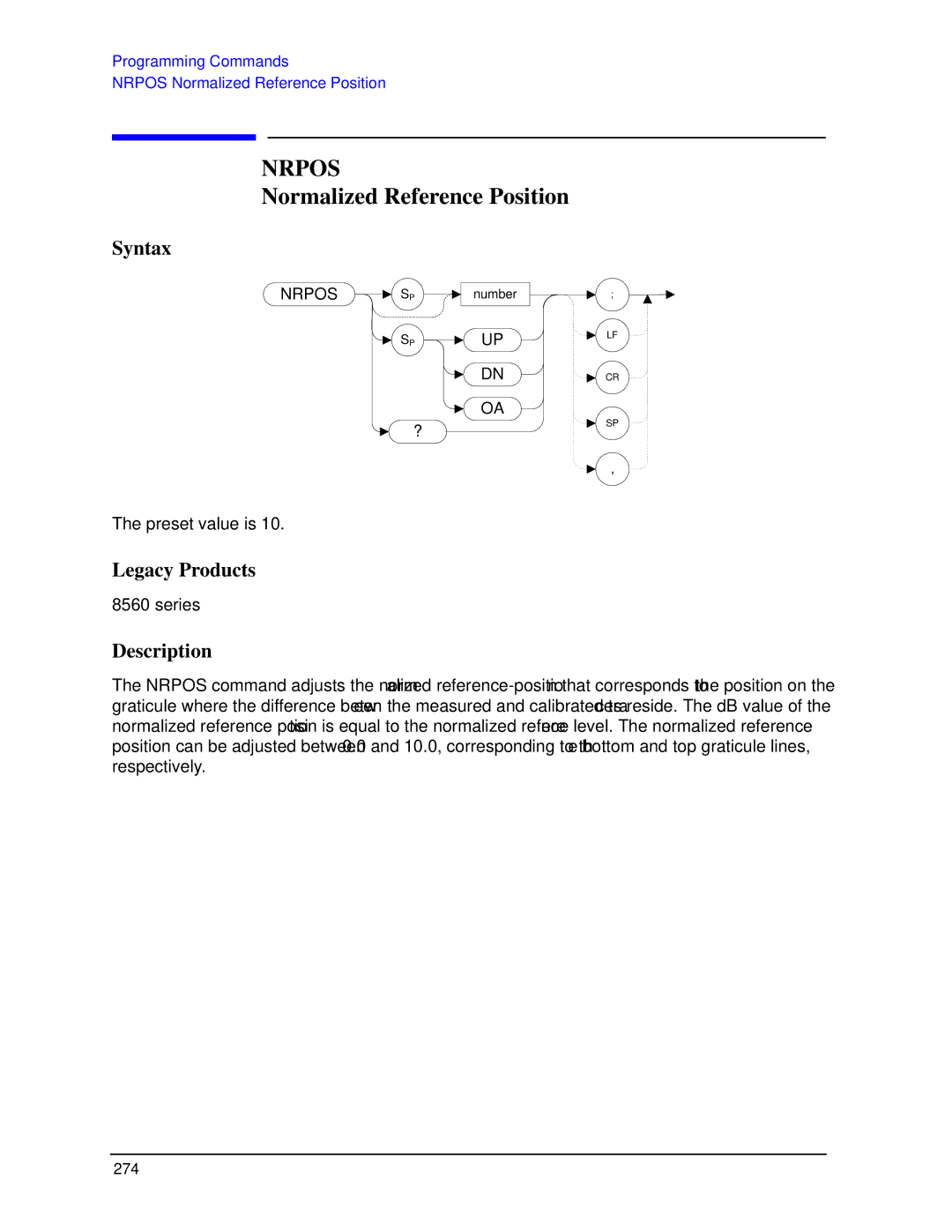 Agilent Technologies N9030a manual Nrpos, Normalized Reference Position 