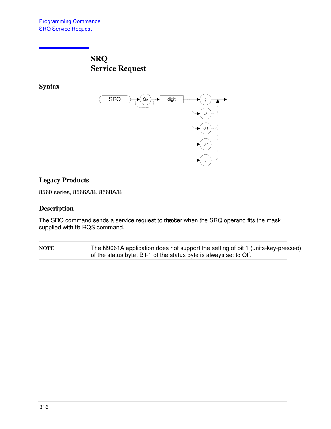 Agilent Technologies N9030a manual Srq, Service Request 