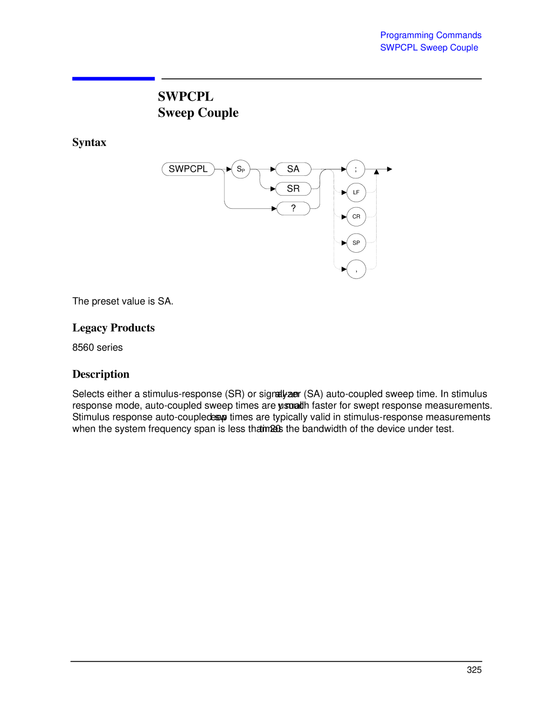 Agilent Technologies N9030a manual Swpcpl, Sweep Couple 