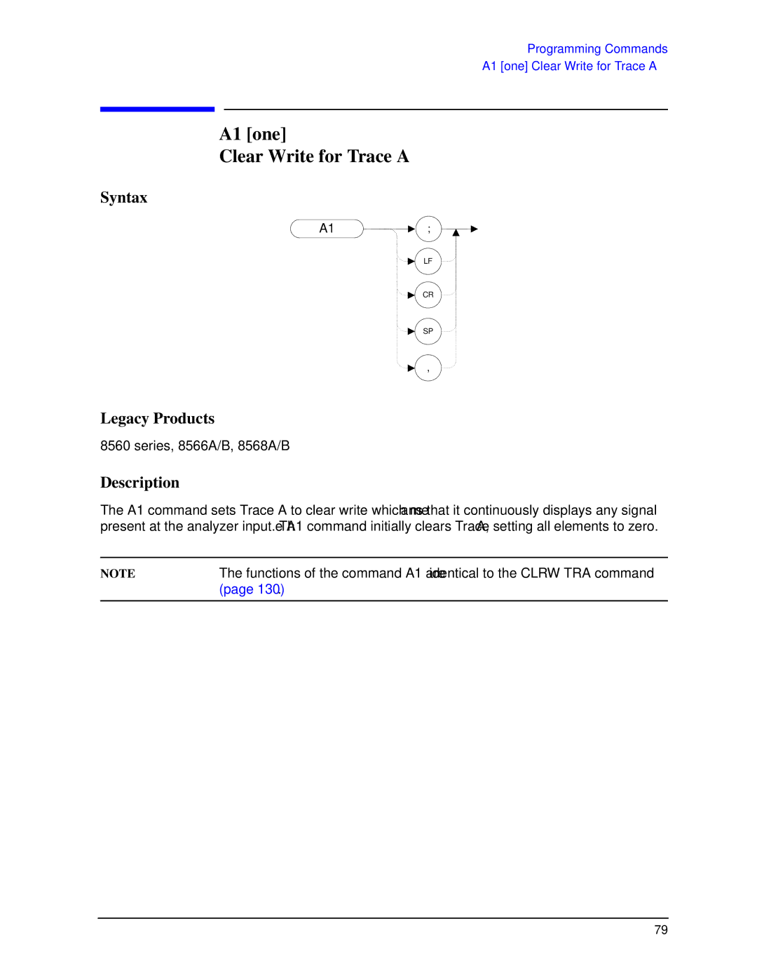 Agilent Technologies N9030a manual A1 one Clear Write for Trace a, Description 