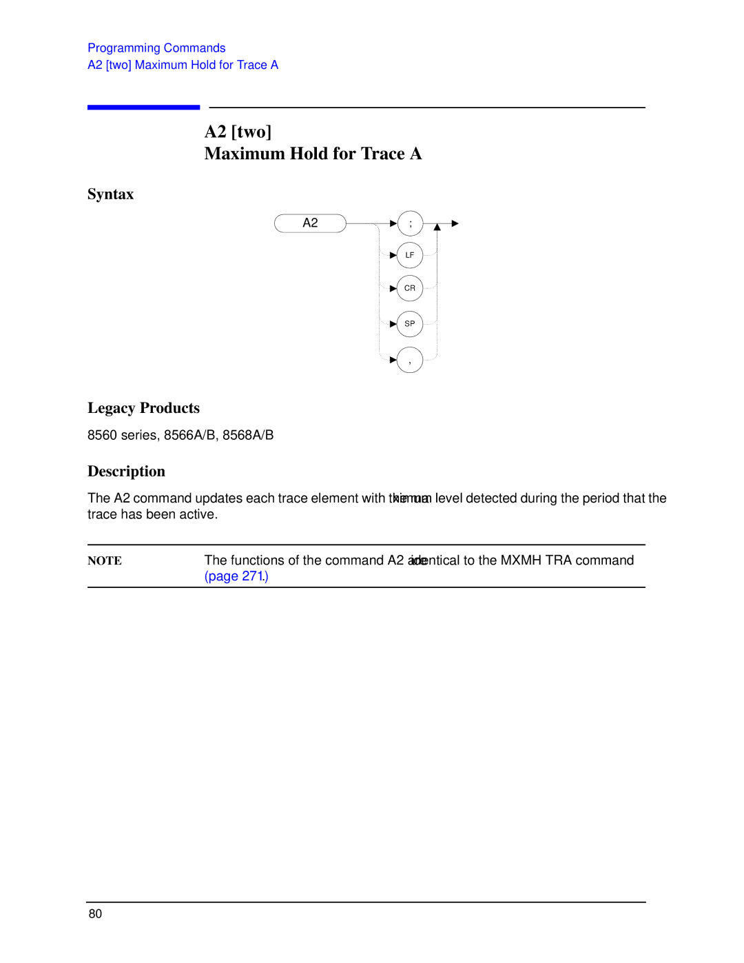 Agilent Technologies N9030a manual A2 two Maximum Hold for Trace a 