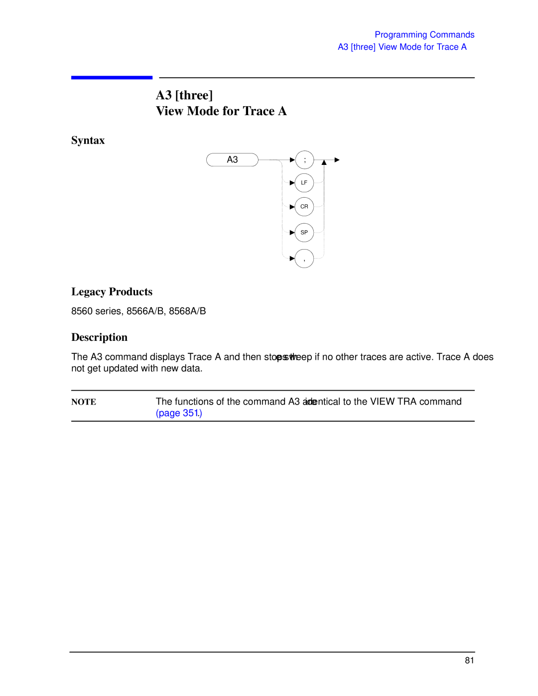 Agilent Technologies N9030a manual A3 three View Mode for Trace a 